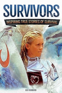 Top empowering teen teenager teenage books - Survivors, cover is of a young female surfer with blonde hair and surfboard, shark in the background